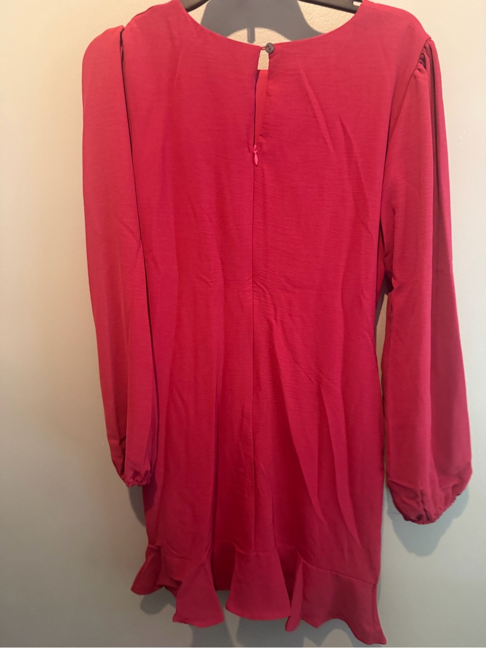 She + Sky Raspberry Long-Sleeve Ruffle Mini Dress - Picture 3 of 3